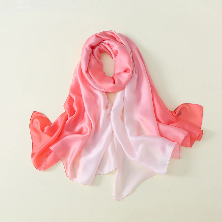 23 New Gradient Color Scarf Transitional Color New Silk Satin Scarf Scarf Elegant Long Women's Shawl Solid Color display picture 62