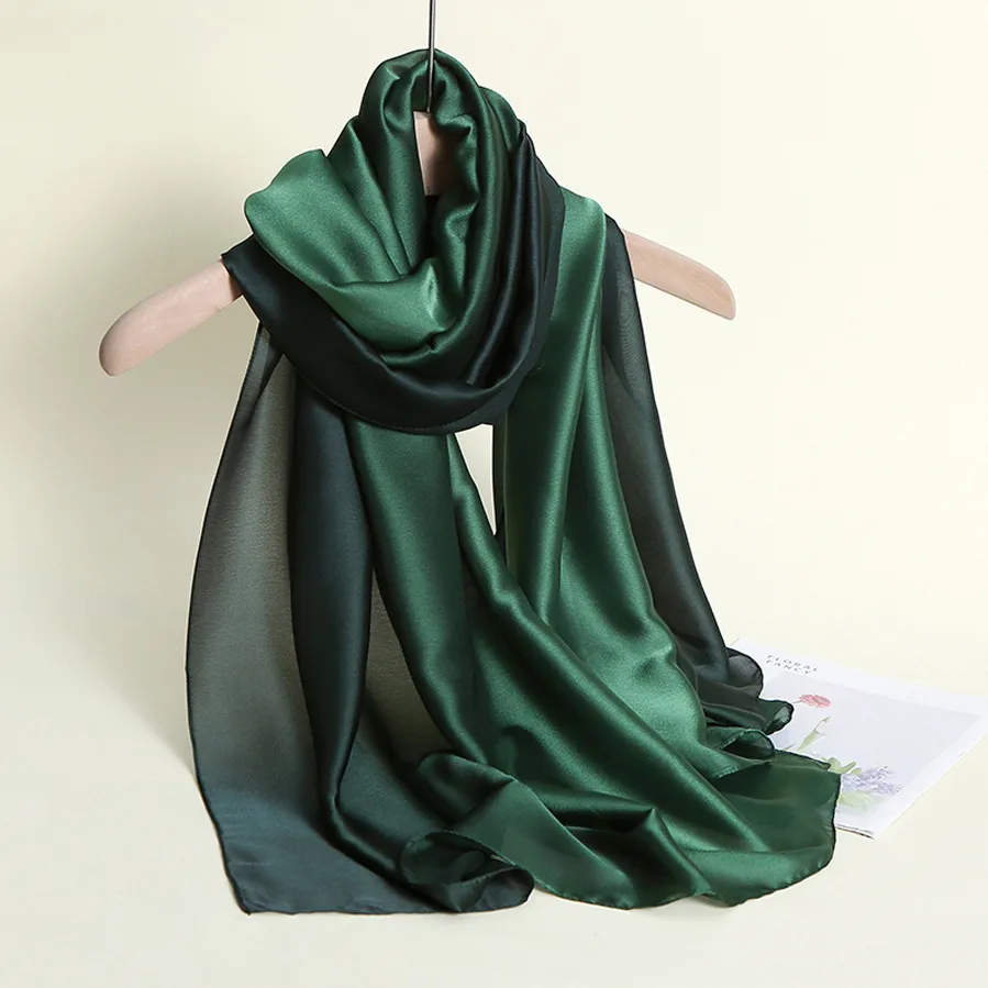 23 New Gradient Color Scarf Transitional Color New Silk Satin Scarf Scarf Elegant Long Women's Shawl Solid Color display picture 65