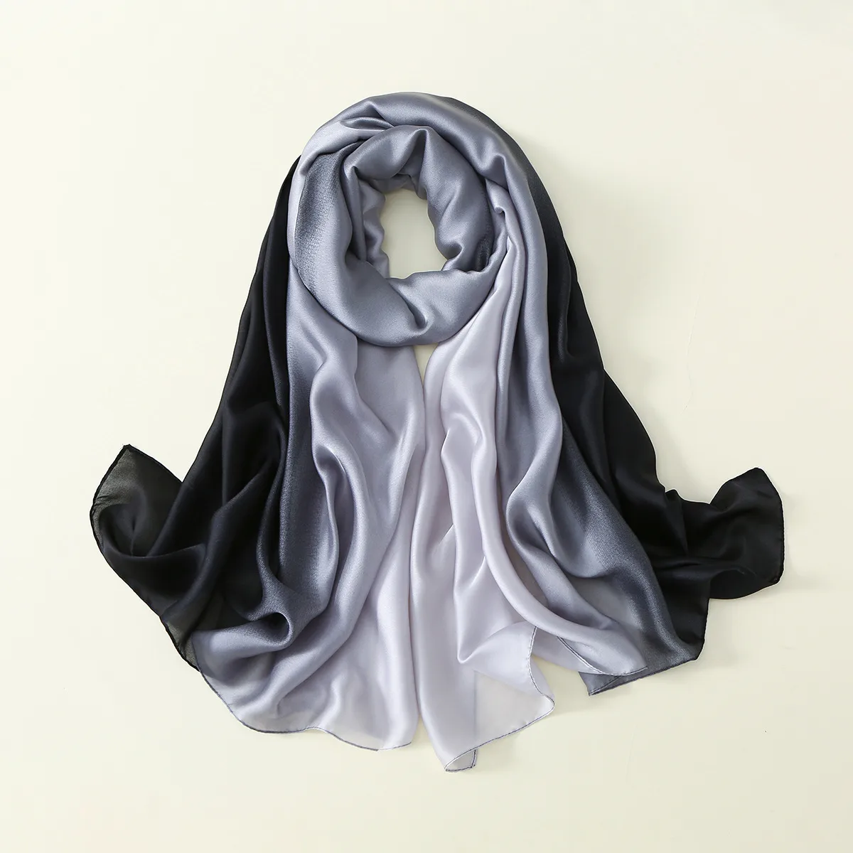23 New Gradient Color Scarf Transitional Color New Silk Satin Scarf Scarf Elegant Long Women's Shawl Solid Color display picture 70