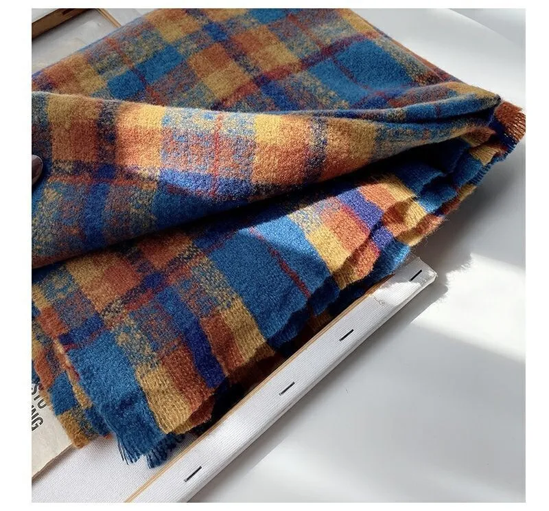 Plaid Scarf Women's Autumn And Winter Korean Style Long Student Couple Shawl Warm  Cute Internet Celebrity Thick Scarf display picture 4