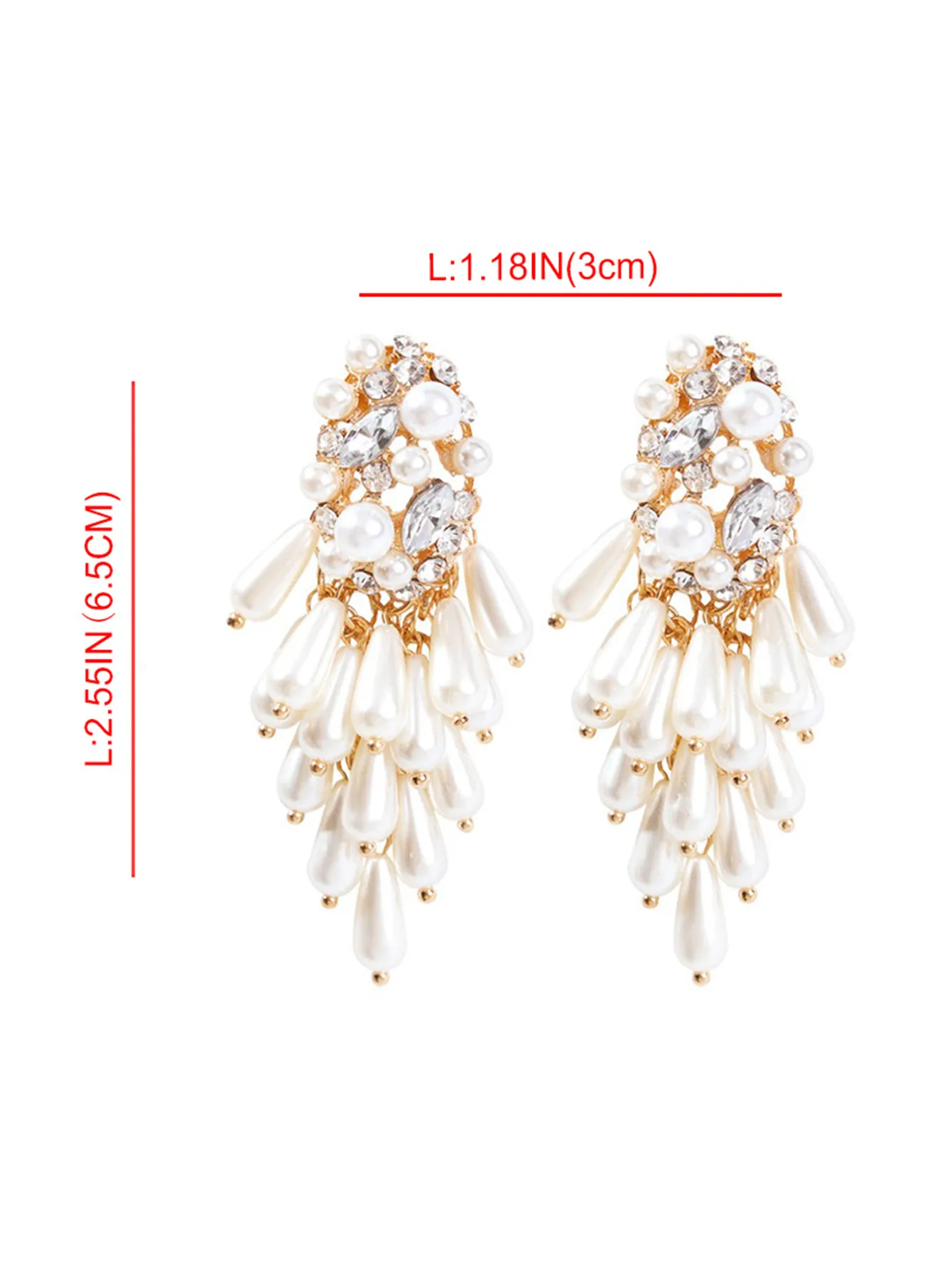 1 Pair Glam Streetwear Shiny Geometric Imitation Pearl Rhinestone Drop Earrings display picture 3