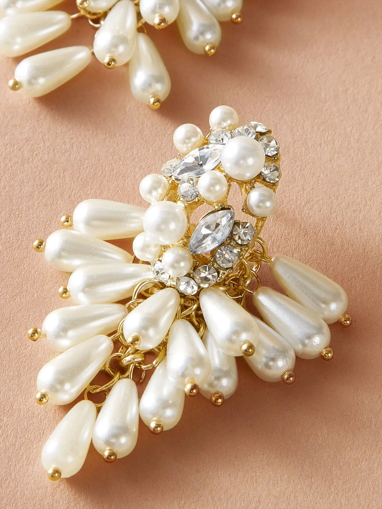 1 Pair Glam Streetwear Shiny Geometric Imitation Pearl Rhinestone Drop Earrings display picture 2