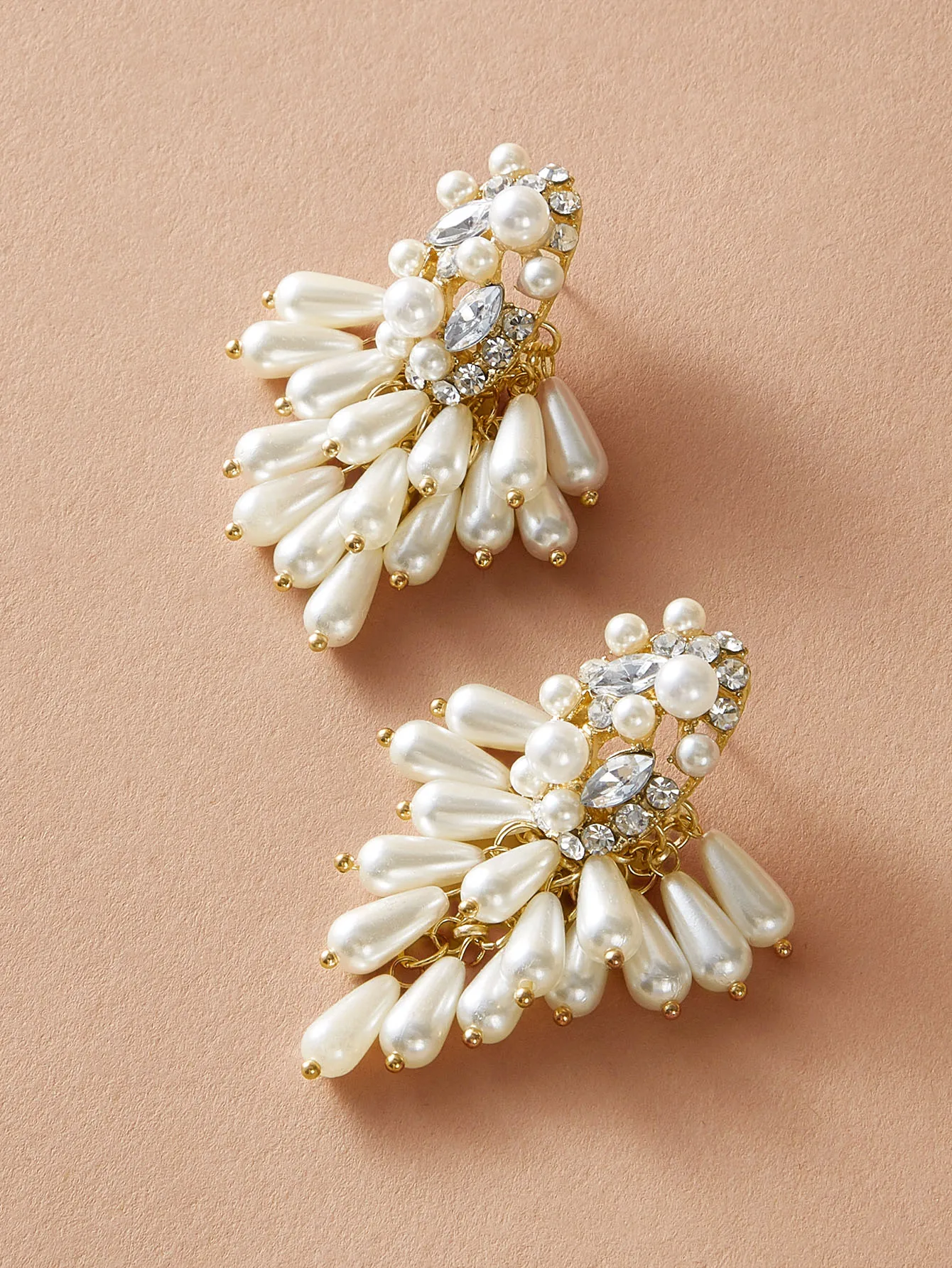 1 Pair Glam Streetwear Shiny Geometric Imitation Pearl Rhinestone Drop Earrings display picture 4