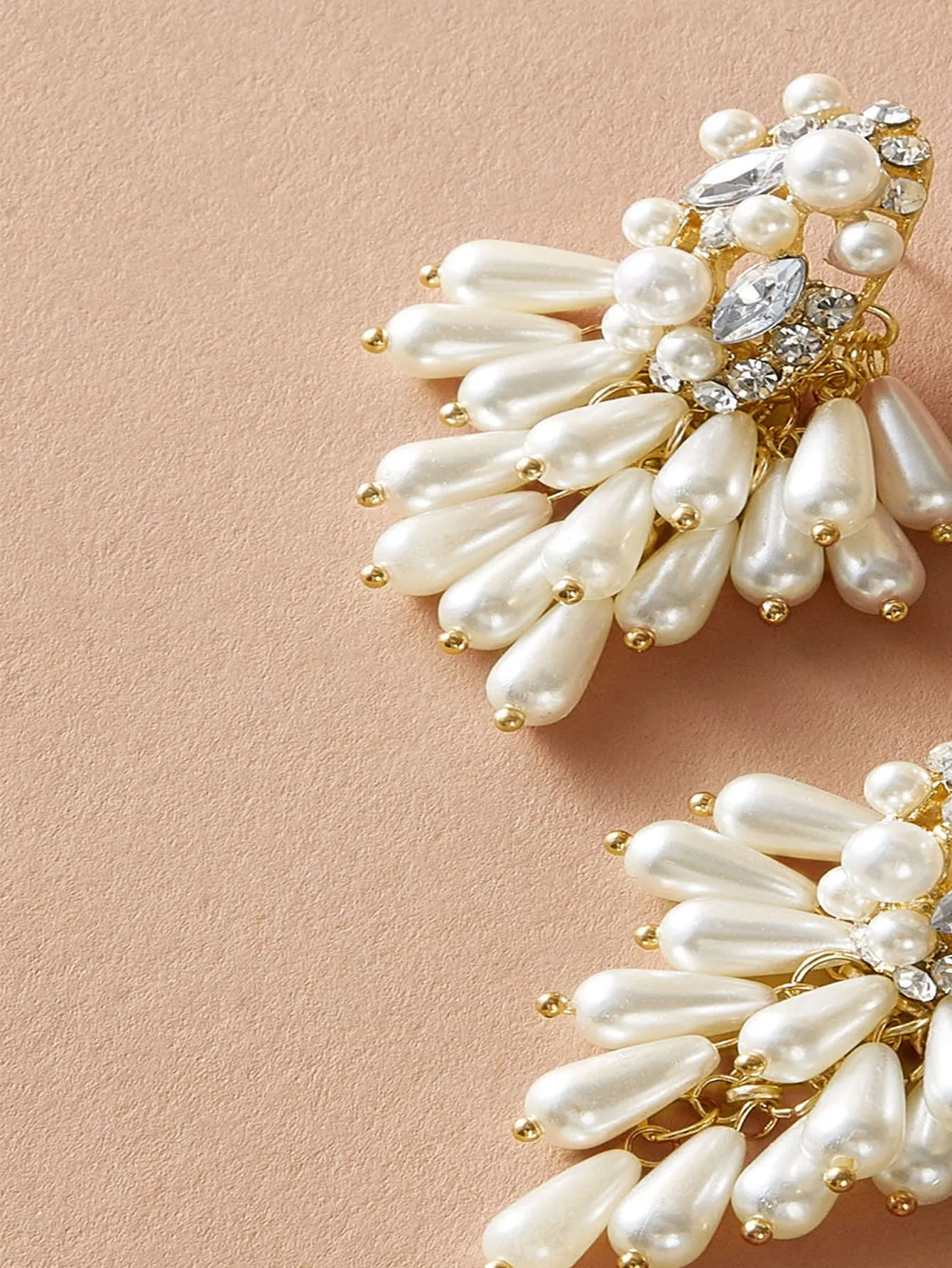 1 Pair Glam Streetwear Shiny Geometric Imitation Pearl Rhinestone Drop Earrings display picture 1