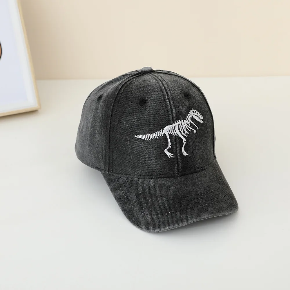 Children's Hat Spring And Autumn Fashion Embroidered Washed Peaked Cap Korean New Retro Cartoon Dinosaur Baseball Cap display picture 6