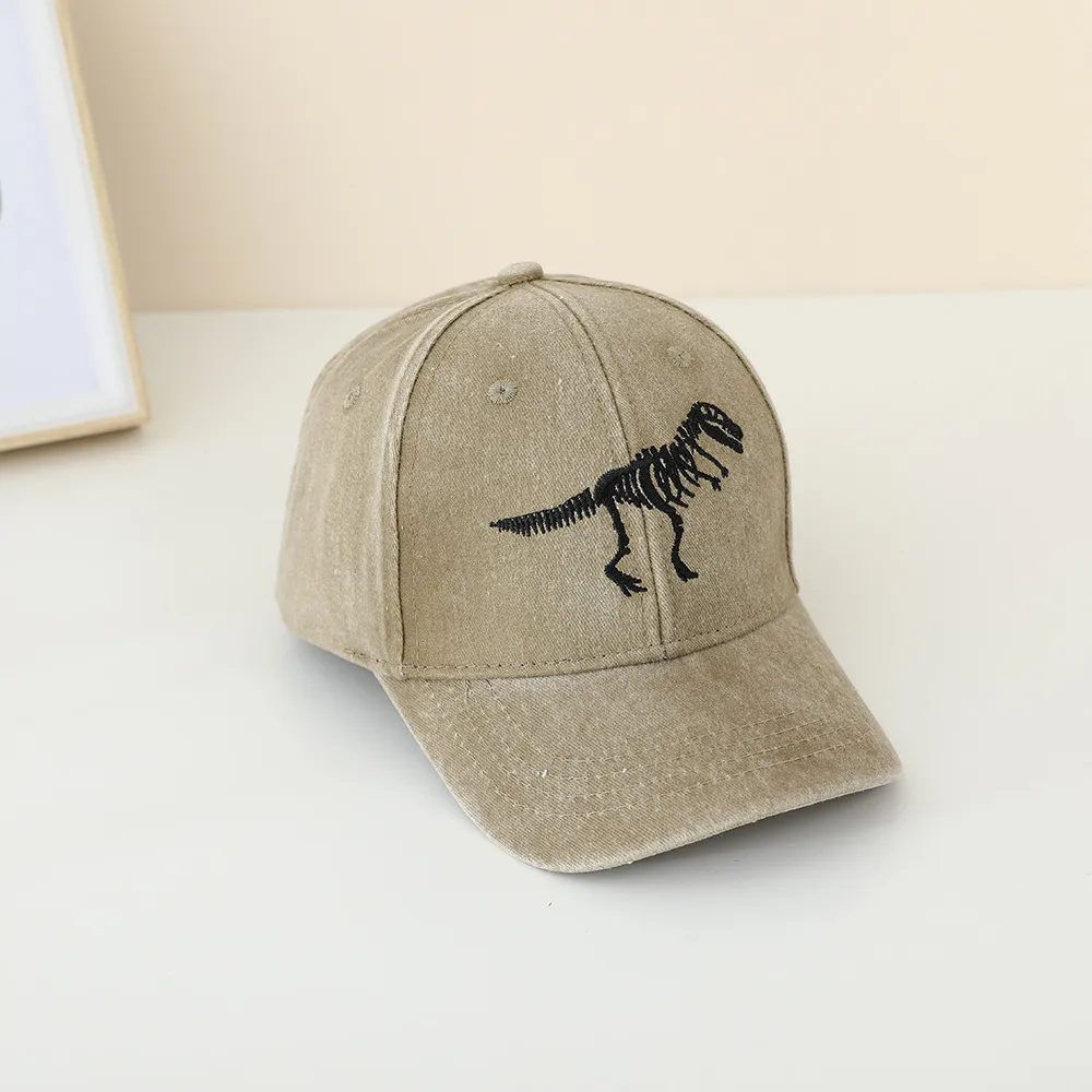 Children's Hat Spring And Autumn Fashion Embroidered Washed Peaked Cap Korean New Retro Cartoon Dinosaur Baseball Cap display picture 8