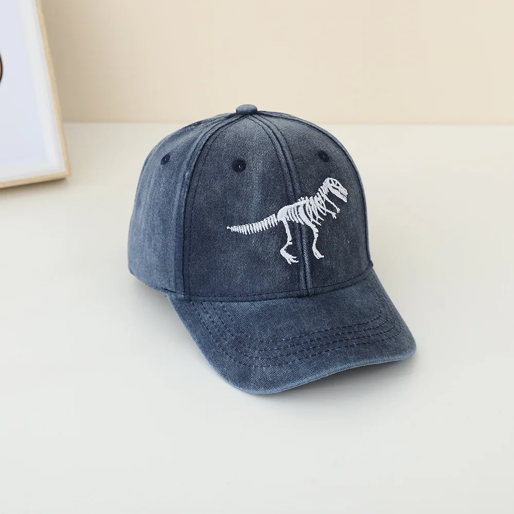 Children's Hat Spring And Autumn Fashion Embroidered Washed Peaked Cap Korean New Retro Cartoon Dinosaur Baseball Cap display picture 9