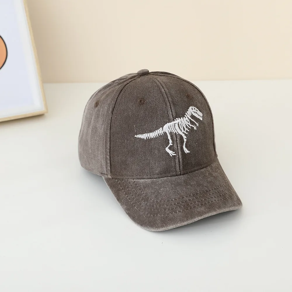 Children's Hat Spring And Autumn Fashion Embroidered Washed Peaked Cap Korean New Retro Cartoon Dinosaur Baseball Cap display picture 10