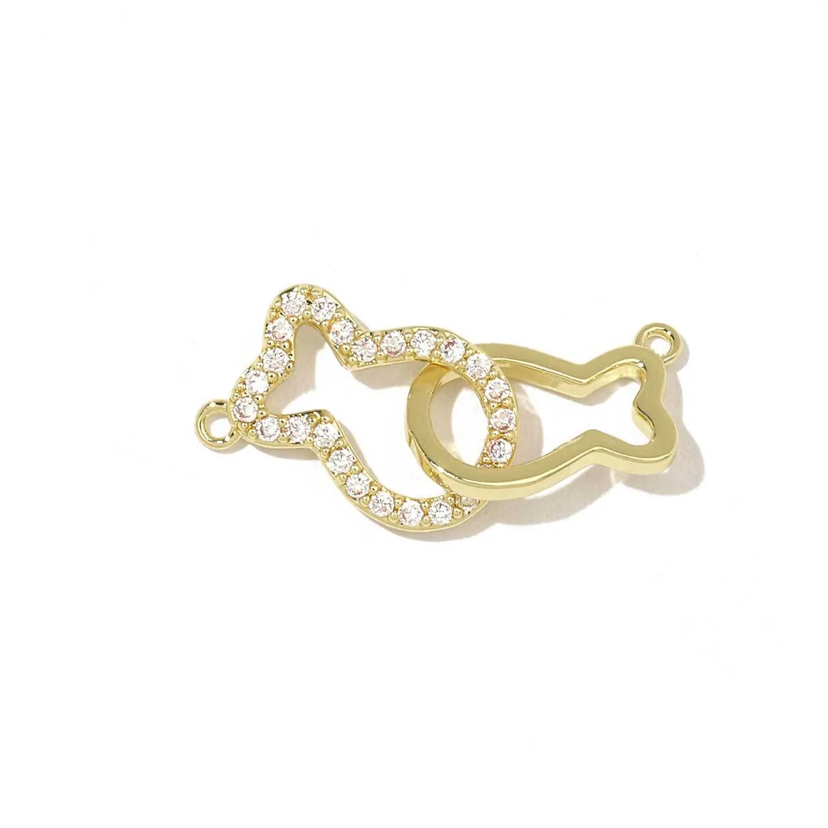 5 PCS/Package 13 * 14mm 13*25mm 19 * 8mm Copper Zircon Animal Pendant display picture 9