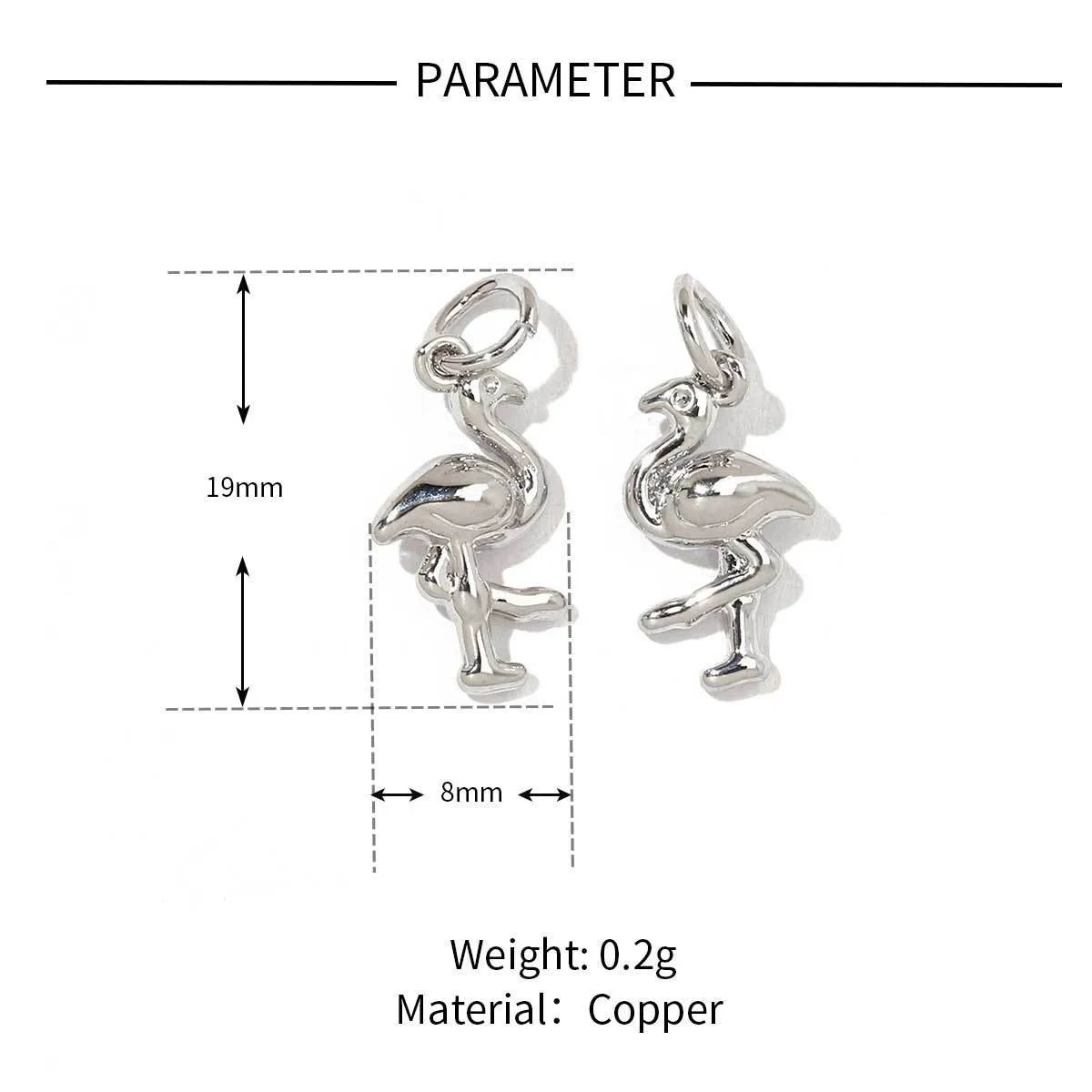 5 PCS/Package 13 * 14mm 13*25mm 19 * 8mm Copper Zircon Animal Pendant display picture 18