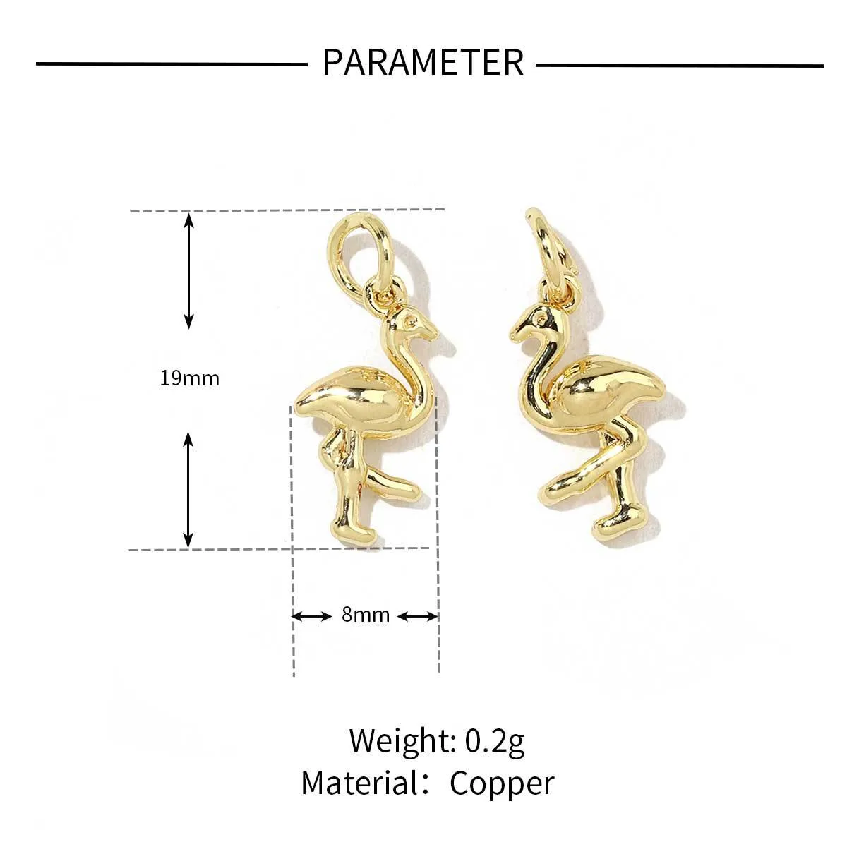 5 PCS/Package 13 * 14mm 13*25mm 19 * 8mm Copper Zircon Animal Pendant display picture 20