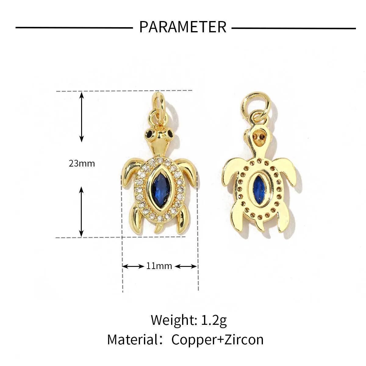 5 PCS/Package 13 * 14mm 13*25mm 19 * 8mm Copper Zircon Animal Pendant display picture 24