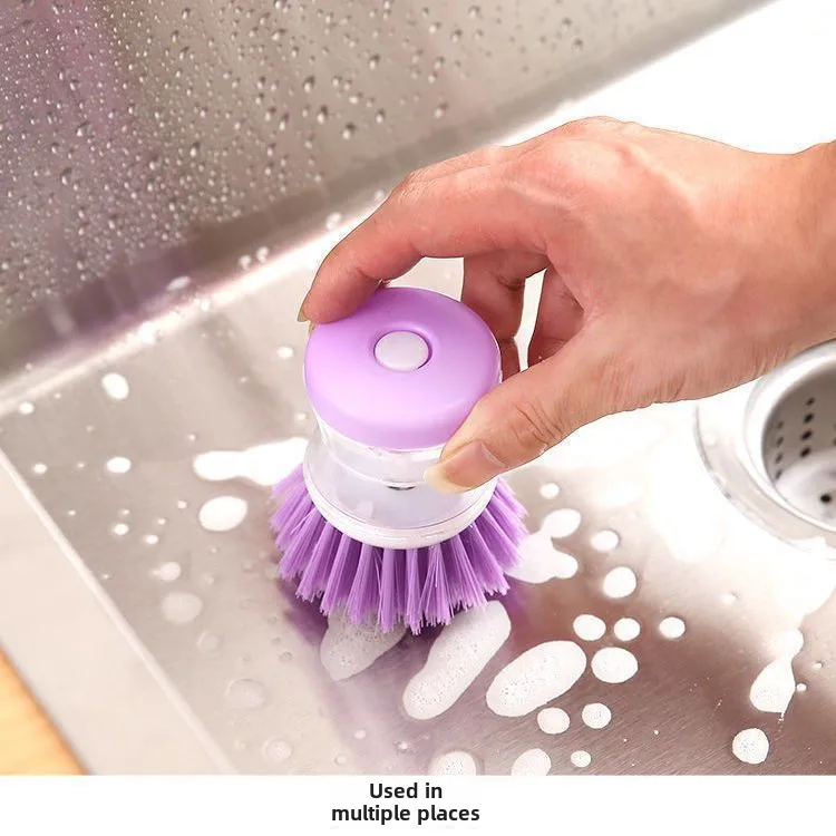 Liquid-adding Washing Pot Brush Press-type Automatic Liquid-adding Dish Brush Oil-free Non-hurt Pot Multi-functional Decontamination Cleaning Brush display picture 1