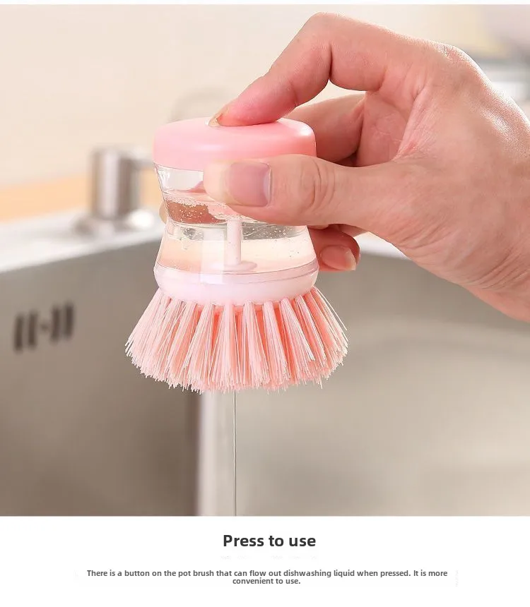Liquid-adding Washing Pot Brush Press-type Automatic Liquid-adding Dish Brush Oil-free Non-hurt Pot Multi-functional Decontamination Cleaning Brush display picture 2