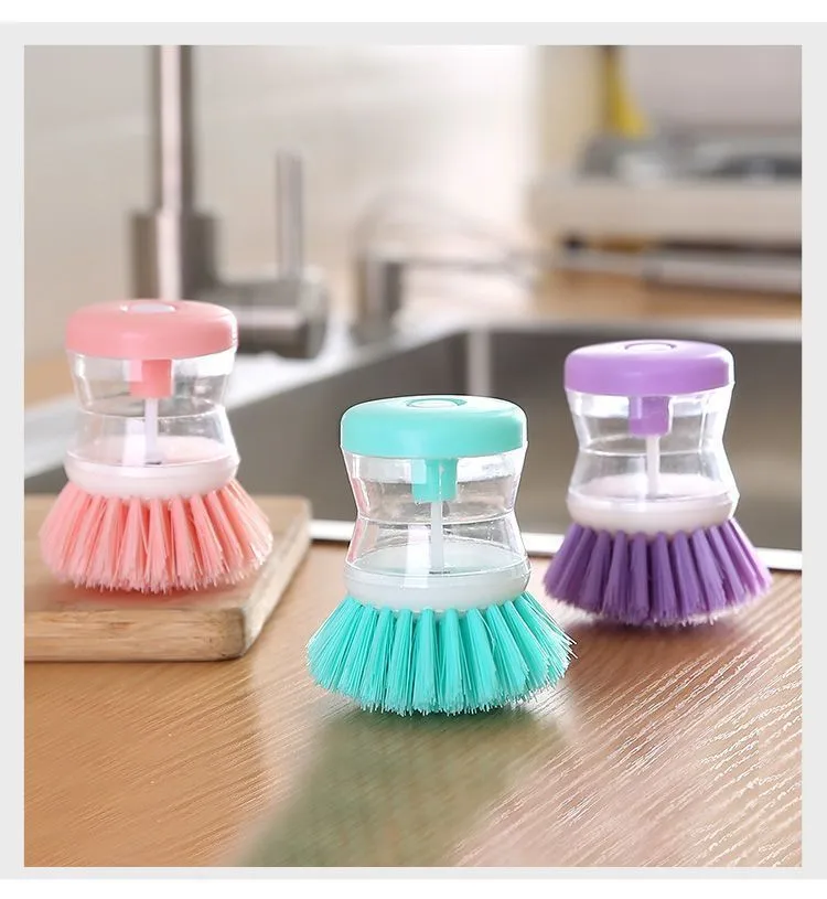 Liquid-adding Washing Pot Brush Press-type Automatic Liquid-adding Dish Brush Oil-free Non-hurt Pot Multi-functional Decontamination Cleaning Brush display picture 3