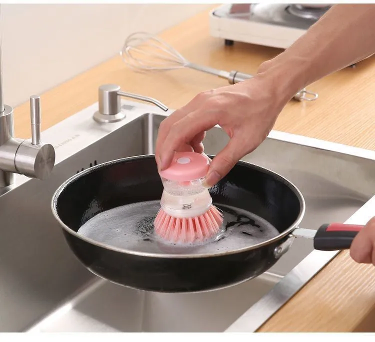 Liquid-adding Washing Pot Brush Press-type Automatic Liquid-adding Dish Brush Oil-free Non-hurt Pot Multi-functional Decontamination Cleaning Brush display picture 4