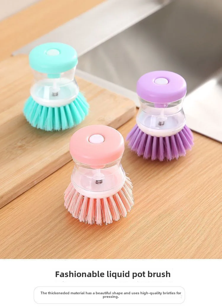 Liquid-adding Washing Pot Brush Press-type Automatic Liquid-adding Dish Brush Oil-free Non-hurt Pot Multi-functional Decontamination Cleaning Brush display picture 5