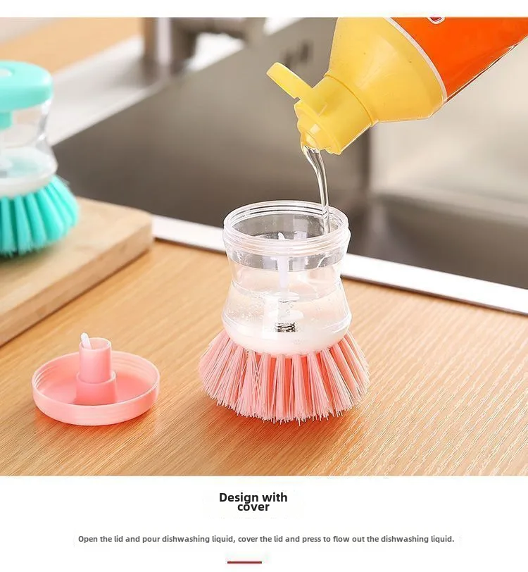 Liquid-adding Washing Pot Brush Press-type Automatic Liquid-adding Dish Brush Oil-free Non-hurt Pot Multi-functional Decontamination Cleaning Brush display picture 7