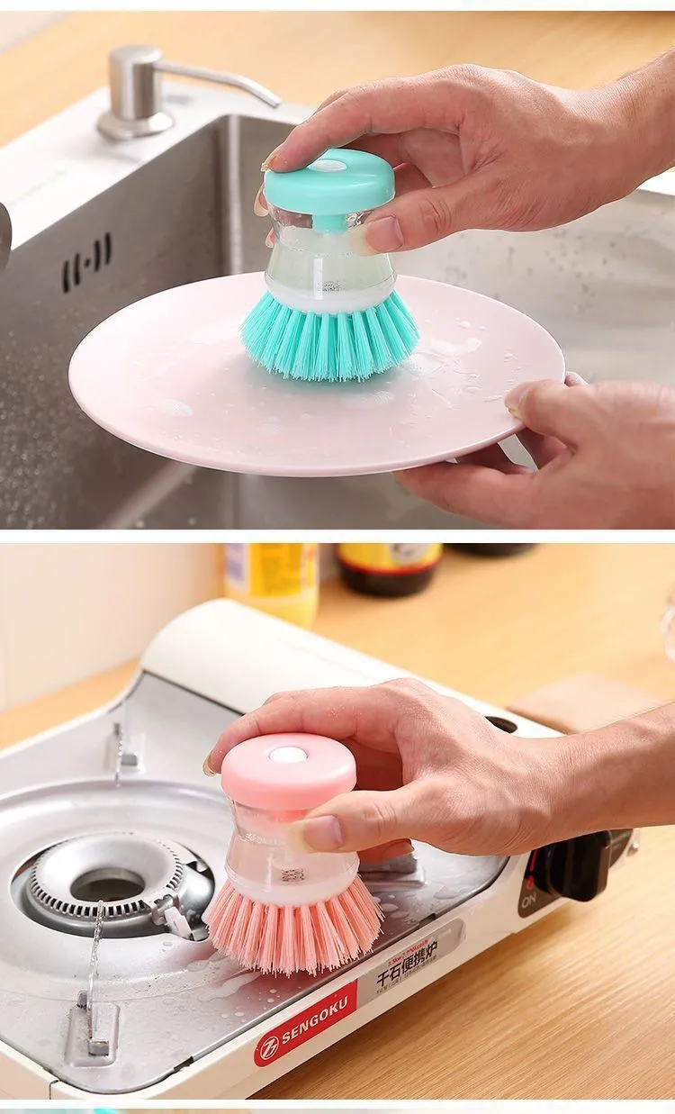 Liquid-adding Washing Pot Brush Press-type Automatic Liquid-adding Dish Brush Oil-free Non-hurt Pot Multi-functional Decontamination Cleaning Brush display picture 10