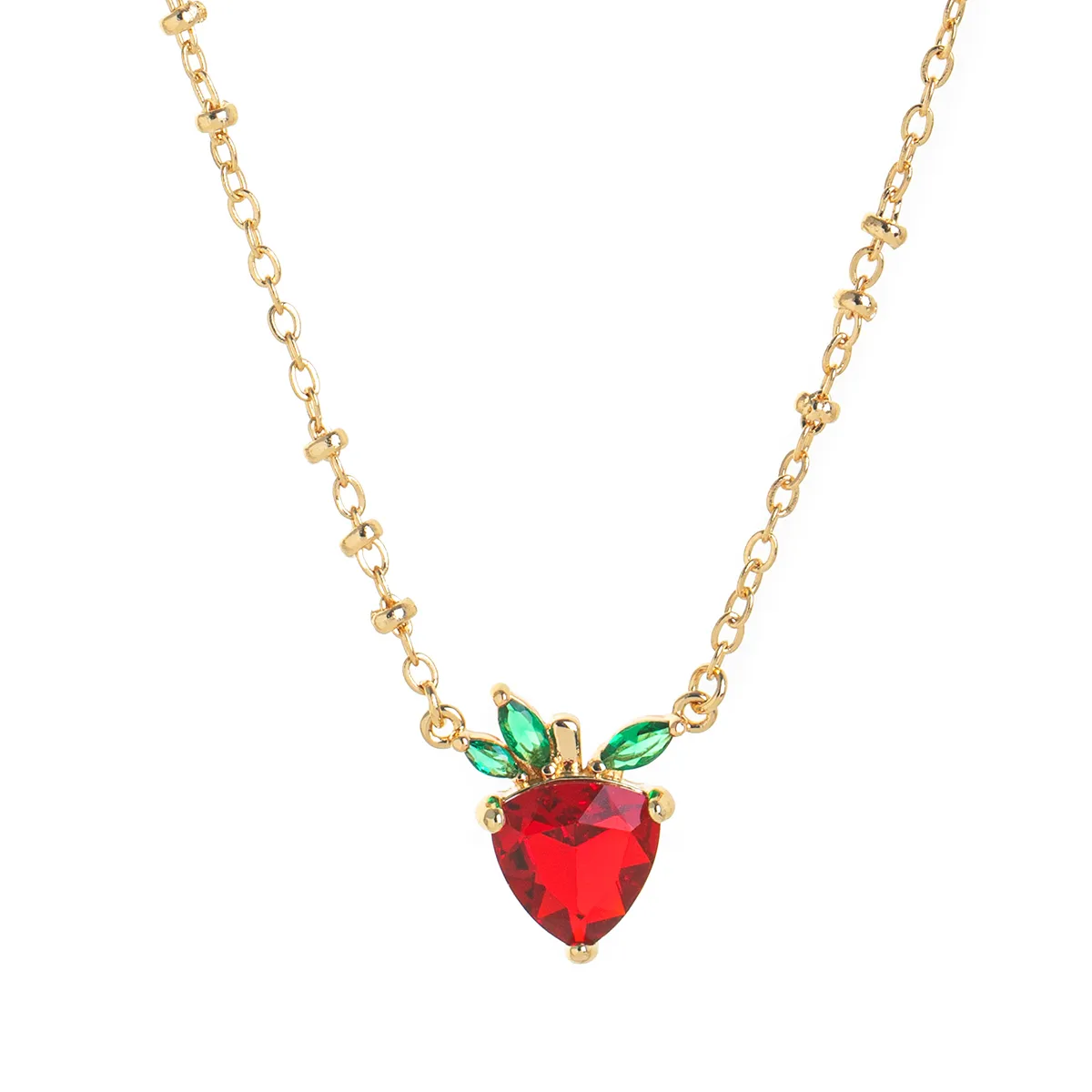 Copper Gold Plated Inlay Strawberry Zircon Pendant Necklace display picture 1