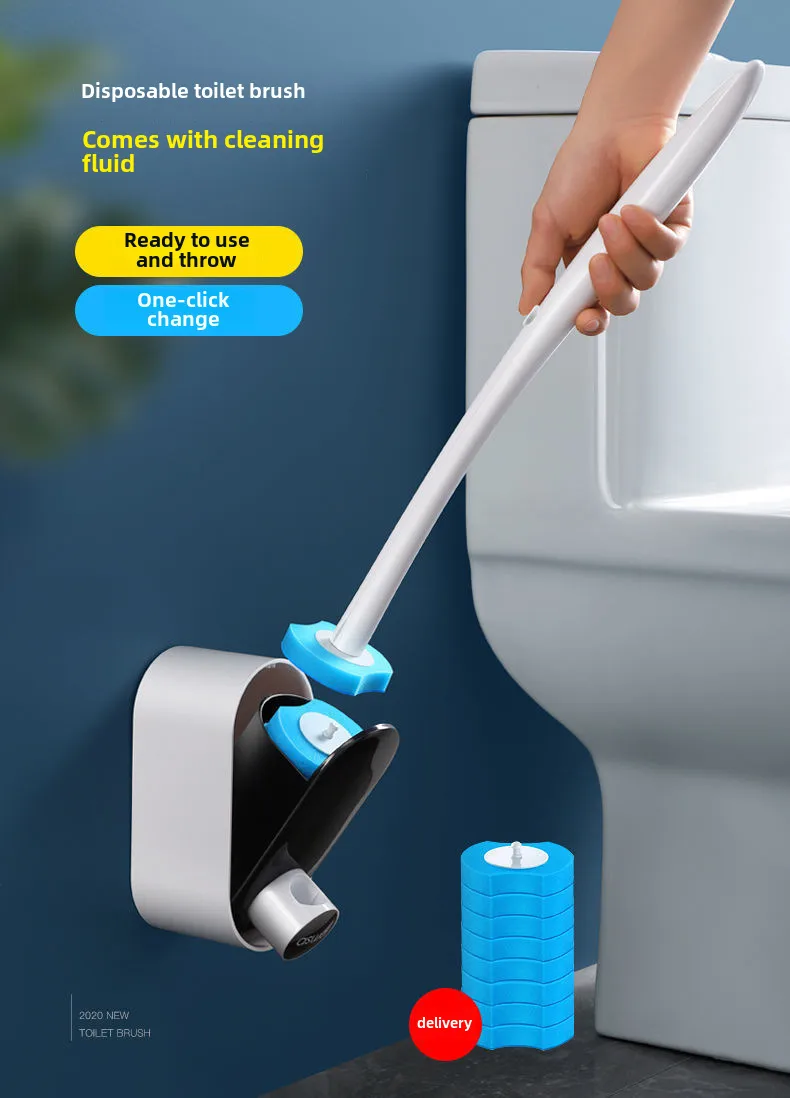 Disposable Toilet Brush Wholesale Set Toilet No Dead Angle Long Handle Household Toilet Cleaning Brush Replacement Head display picture 1