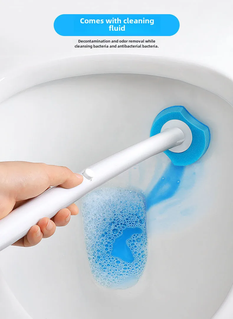 Disposable Toilet Brush Wholesale Set Toilet No Dead Angle Long Handle Household Toilet Cleaning Brush Replacement Head display picture 4