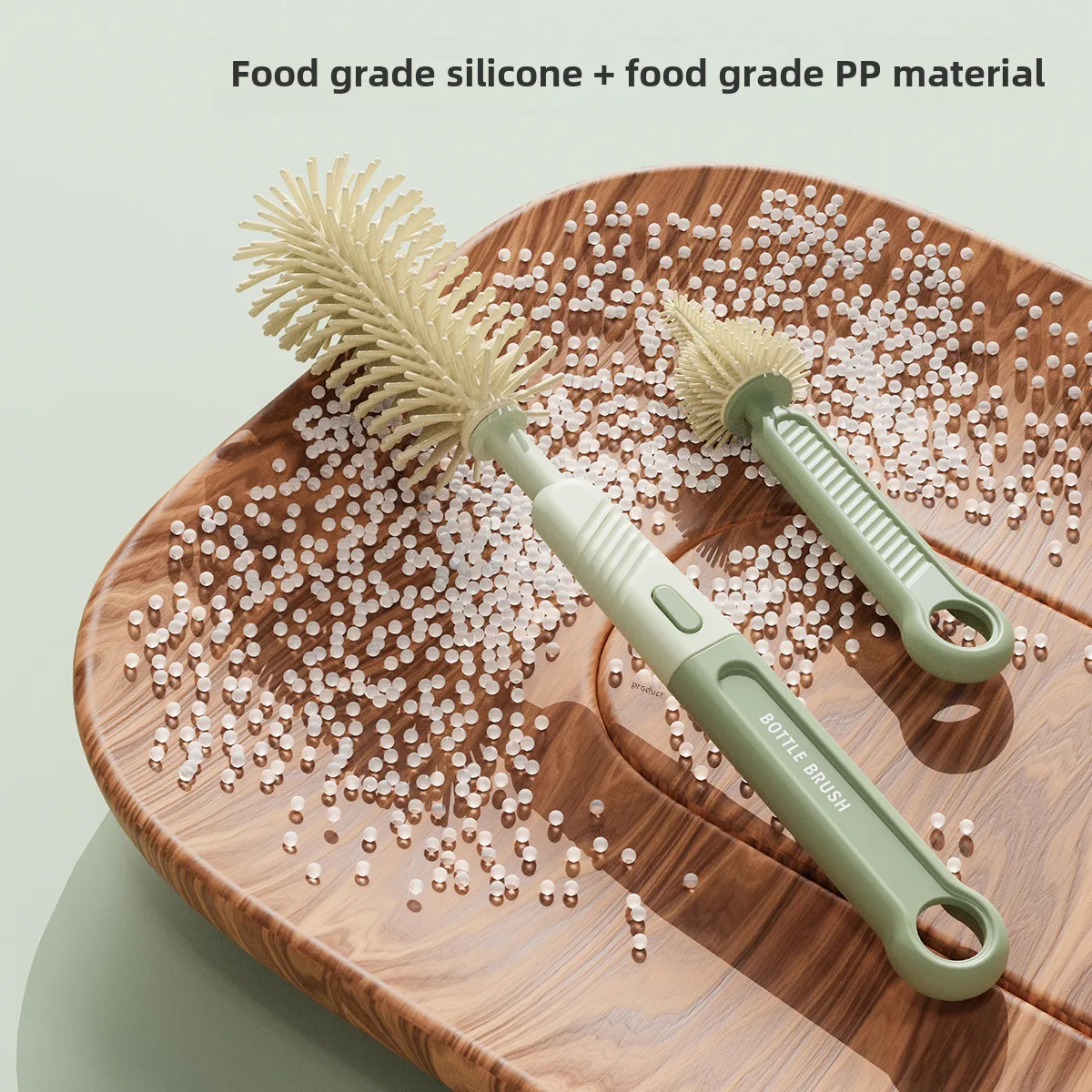 Straight Handle Silicone Bottle Brush Multifunctional Portable Pacifier Brush Baby Washing Bottle Water Cup Container Cleaning Cup Brush Suit display picture 1