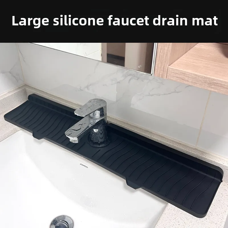 Direct Food Grade Silicone Draining Mat Kitchen Bathroom Faucet Splash-proof Sink Mat Long Foldable display picture 2