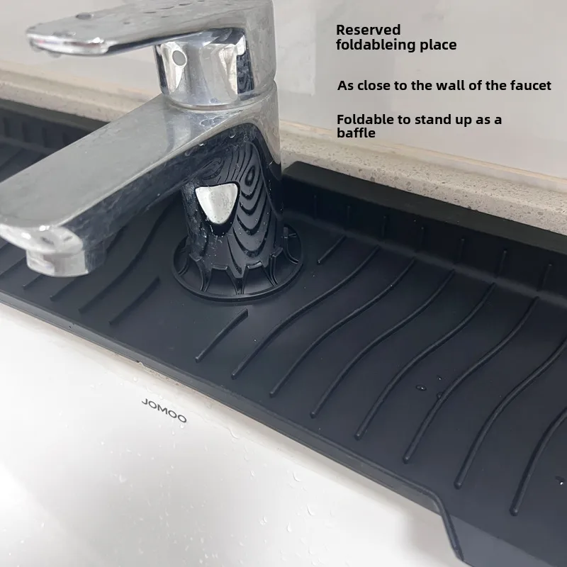 Direct Food Grade Silicone Draining Mat Kitchen Bathroom Faucet Splash-proof Sink Mat Long Foldable display picture 5