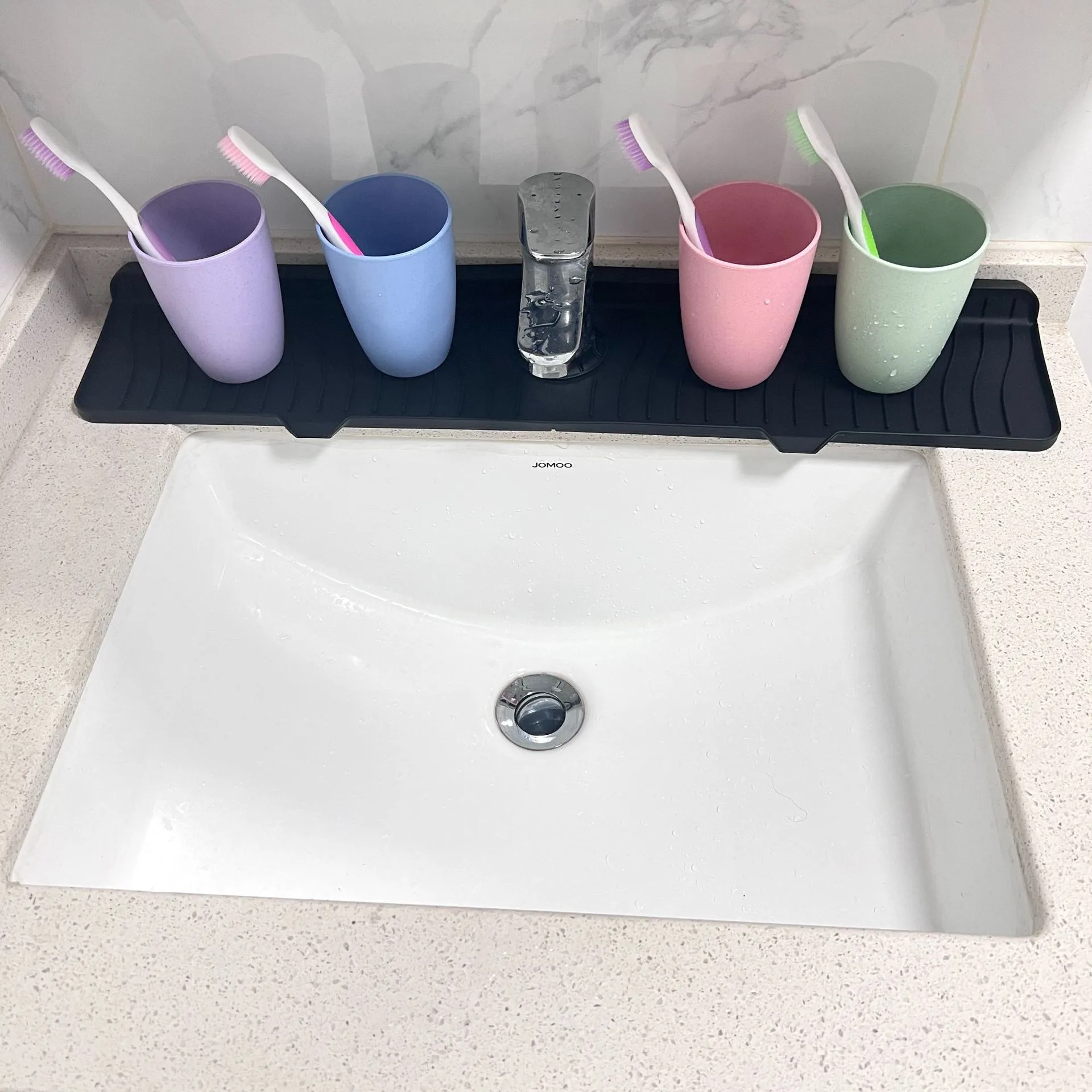 Direct Food Grade Silicone Draining Mat Kitchen Bathroom Faucet Splash-proof Sink Mat Long Foldable display picture 7