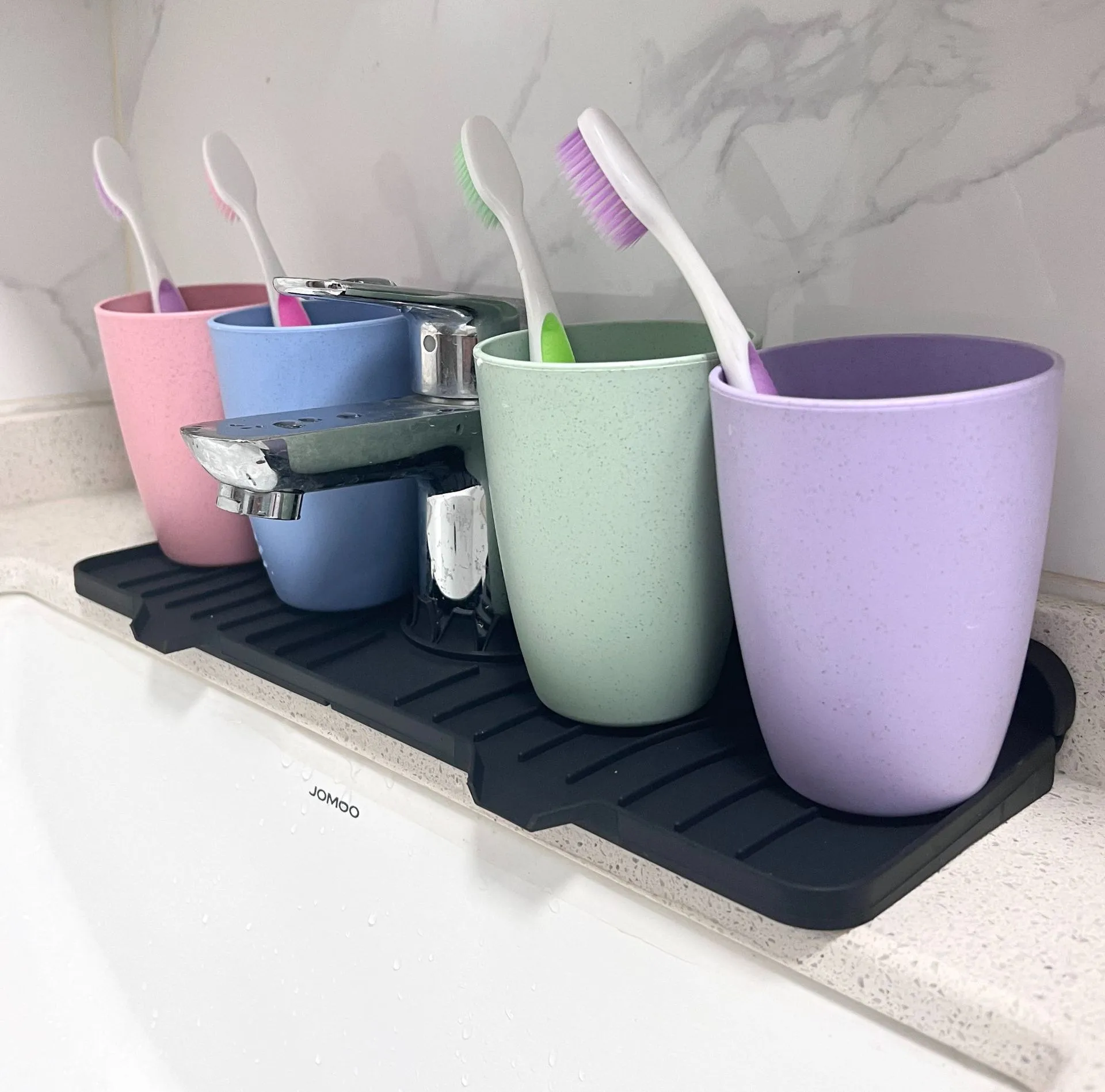 Direct Food Grade Silicone Draining Mat Kitchen Bathroom Faucet Splash-proof Sink Mat Long Foldable display picture 16