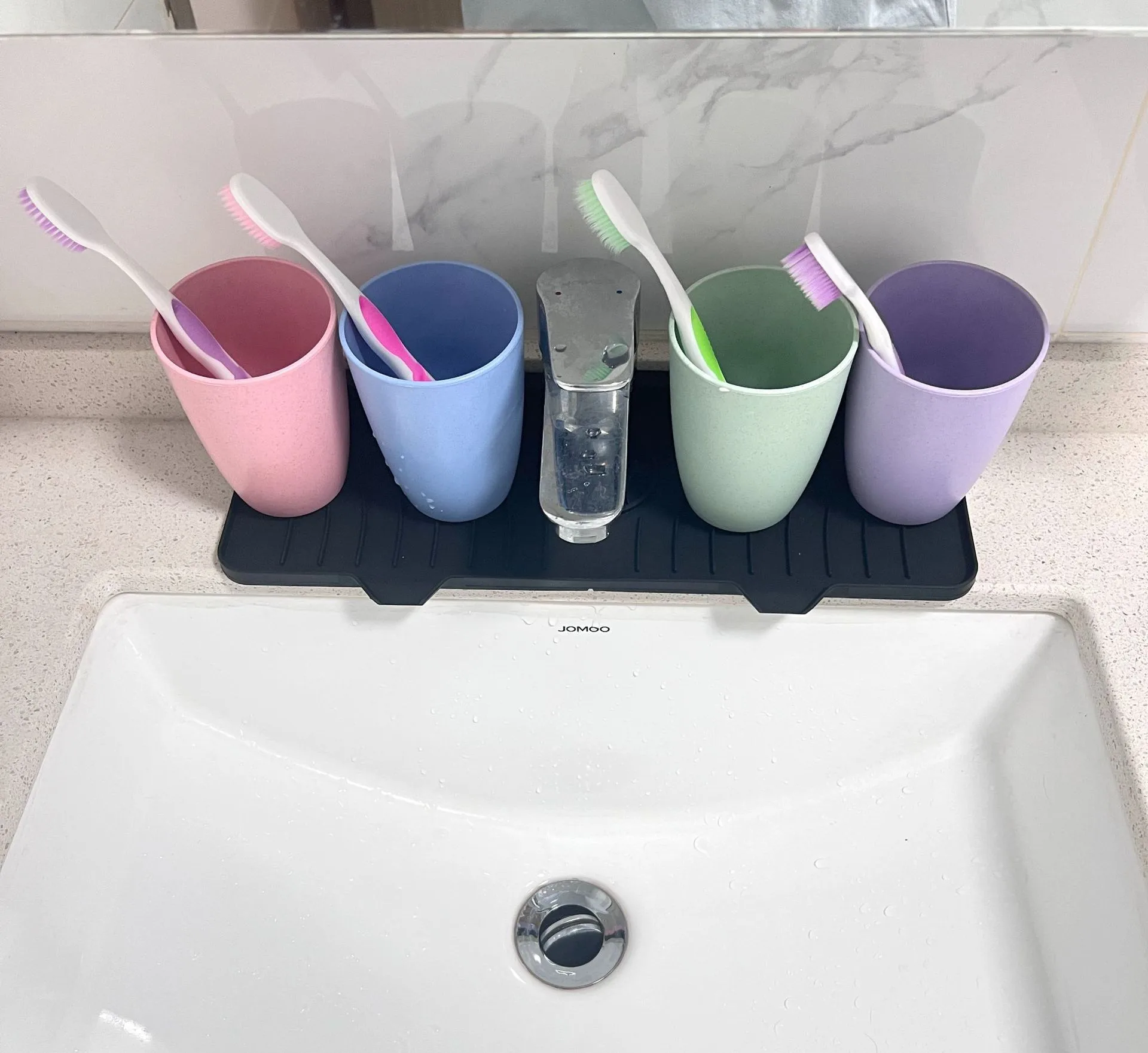 Direct Food Grade Silicone Draining Mat Kitchen Bathroom Faucet Splash-proof Sink Mat Long Foldable display picture 17