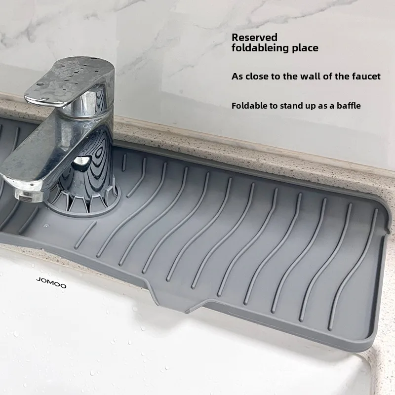 Direct Food Grade Silicone Draining Mat Kitchen Bathroom Faucet Splash-proof Sink Mat Long Foldable display picture 18