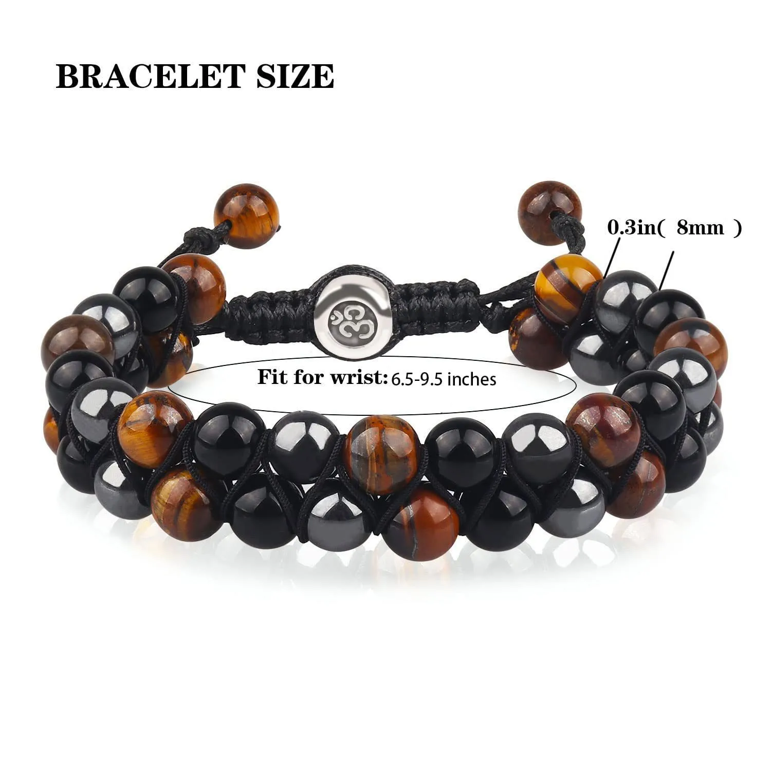 Europe And The United States  Hot Sale Natural Tiger Eye Agate Stone Bracelet Men's Woven Adjustable Black Magnet Hematite Bracelet display picture 4