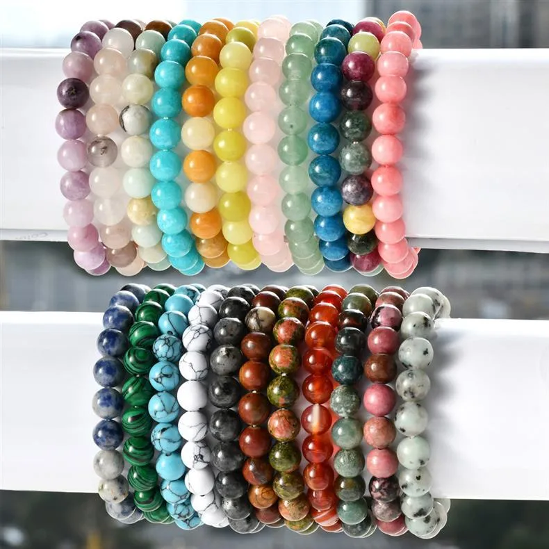 8mm Natural Stone Bracelet With Card  Explosions Tourmaline Bracelet For Men And Women Friendship Bracelet Holiday Gift display picture 5