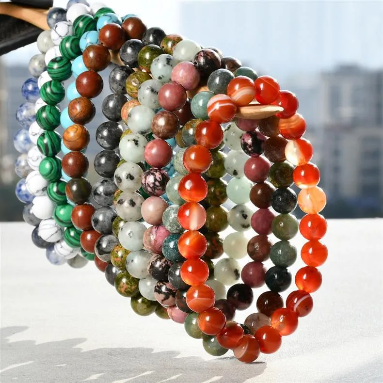8mm Natural Stone Bracelet With Card  Explosions Tourmaline Bracelet For Men And Women Friendship Bracelet Holiday Gift display picture 8