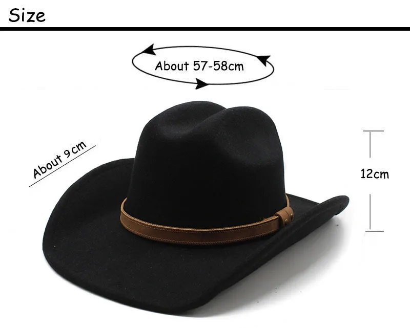 American Western Big Denim Top Hat Woolen Tibetan Cowboy Hat Women's Big Brim Tibetan Horse Riding Hat Men display picture 1