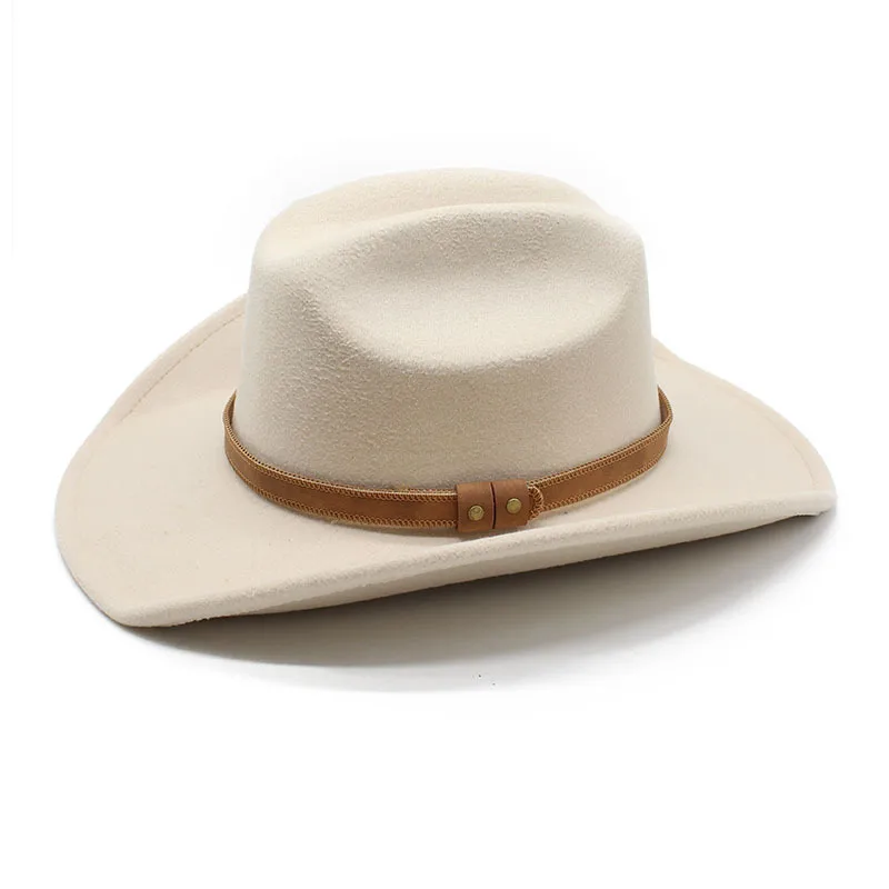 American Western Big Denim Top Hat Woolen Tibetan Cowboy Hat Women's Big Brim Tibetan Horse Riding Hat Men display picture 3