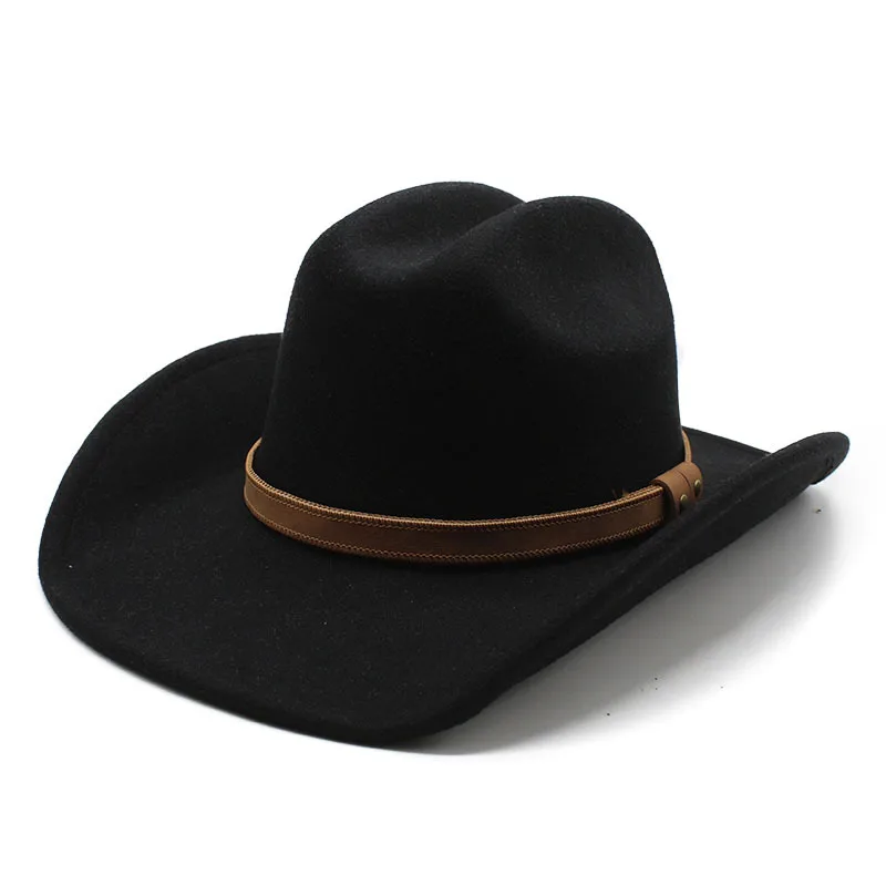 American Western Big Denim Top Hat Woolen Tibetan Cowboy Hat Women's Big Brim Tibetan Horse Riding Hat Men display picture 6