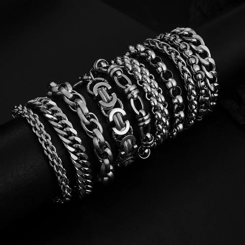 Street Hipster Domineering Punk Hip-hop Bracelet Titanium Steel Men's Raw Retro Stainless Steel Thick Chain Bracelet Wholesale display picture 1