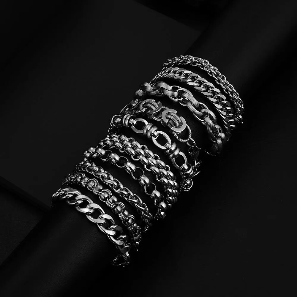 Street Hipster Domineering Punk Hip-hop Bracelet Titanium Steel Men's Raw Retro Stainless Steel Thick Chain Bracelet Wholesale display picture 4