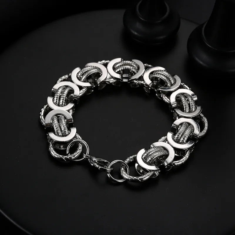 Street Hipster Domineering Punk Hip-hop Bracelet Titanium Steel Men's Raw Retro Stainless Steel Thick Chain Bracelet Wholesale display picture 5