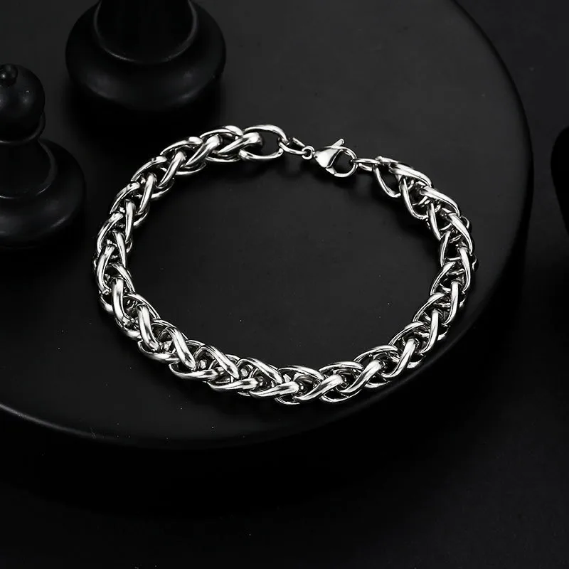 Street Hipster Domineering Punk Hip-hop Bracelet Titanium Steel Men's Raw Retro Stainless Steel Thick Chain Bracelet Wholesale display picture 8
