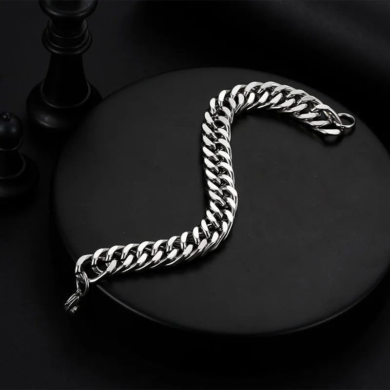 Street Hipster Domineering Punk Hip-hop Bracelet Titanium Steel Men's Raw Retro Stainless Steel Thick Chain Bracelet Wholesale display picture 9