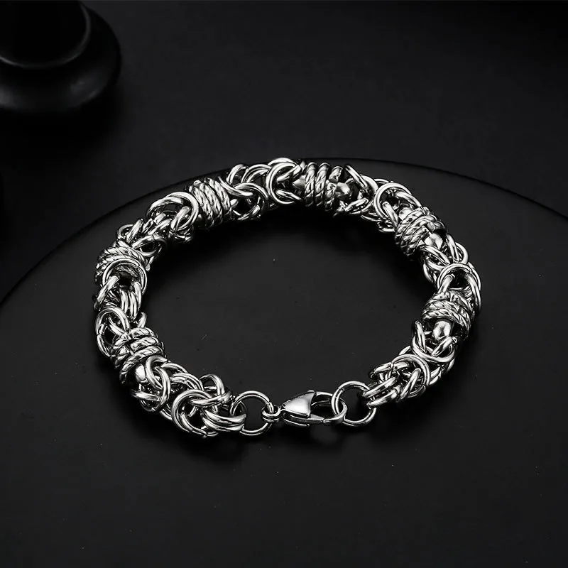 Street Hipster Domineering Punk Hip-hop Bracelet Titanium Steel Men's Raw Retro Stainless Steel Thick Chain Bracelet Wholesale display picture 10
