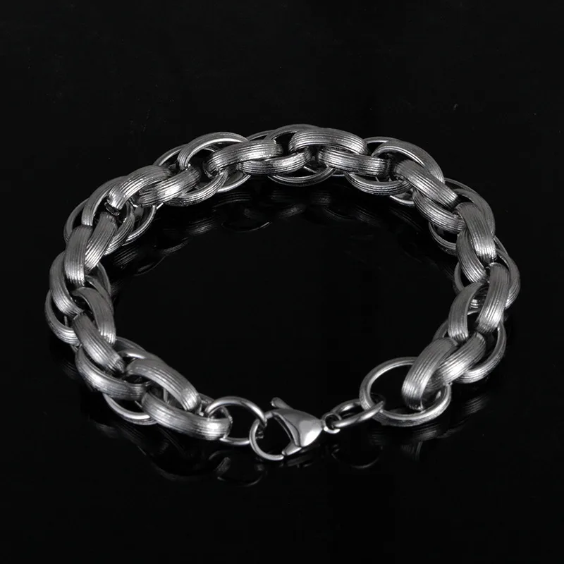 Street Hipster Domineering Punk Hip-hop Bracelet Titanium Steel Men's Raw Retro Stainless Steel Thick Chain Bracelet Wholesale display picture 12