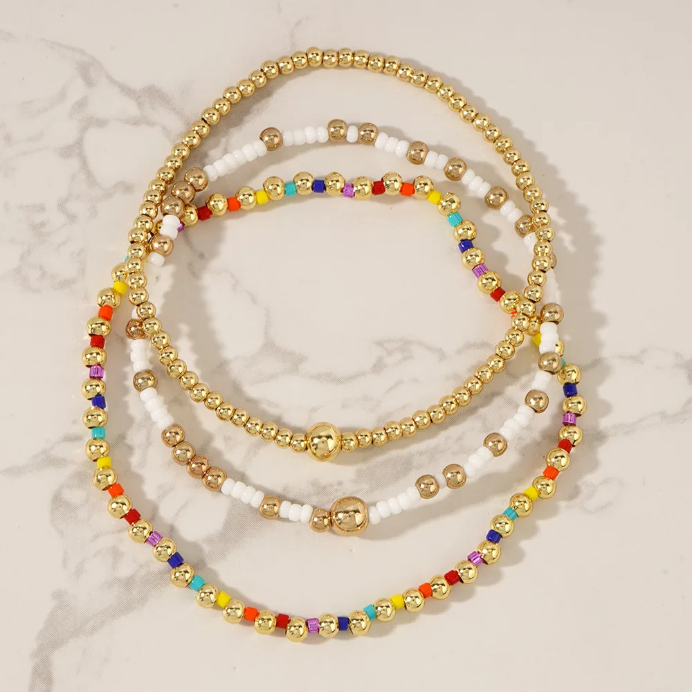 Modern Style Classic Style Geometric Semi-precious Stone Seed Bead Copper Wholesale Bracelets display picture 1