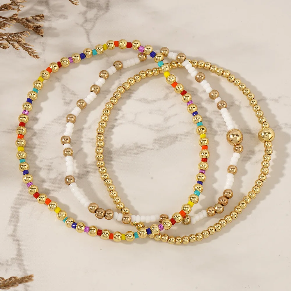 Modern Style Classic Style Geometric Semi-precious Stone Seed Bead Copper Wholesale Bracelets display picture 2