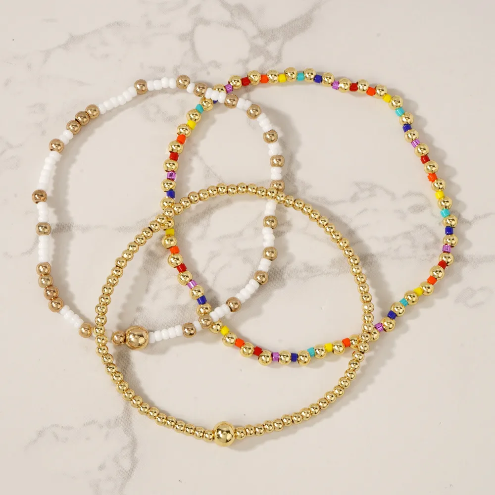 Modern Style Classic Style Geometric Semi-precious Stone Seed Bead Copper Wholesale Bracelets display picture 3