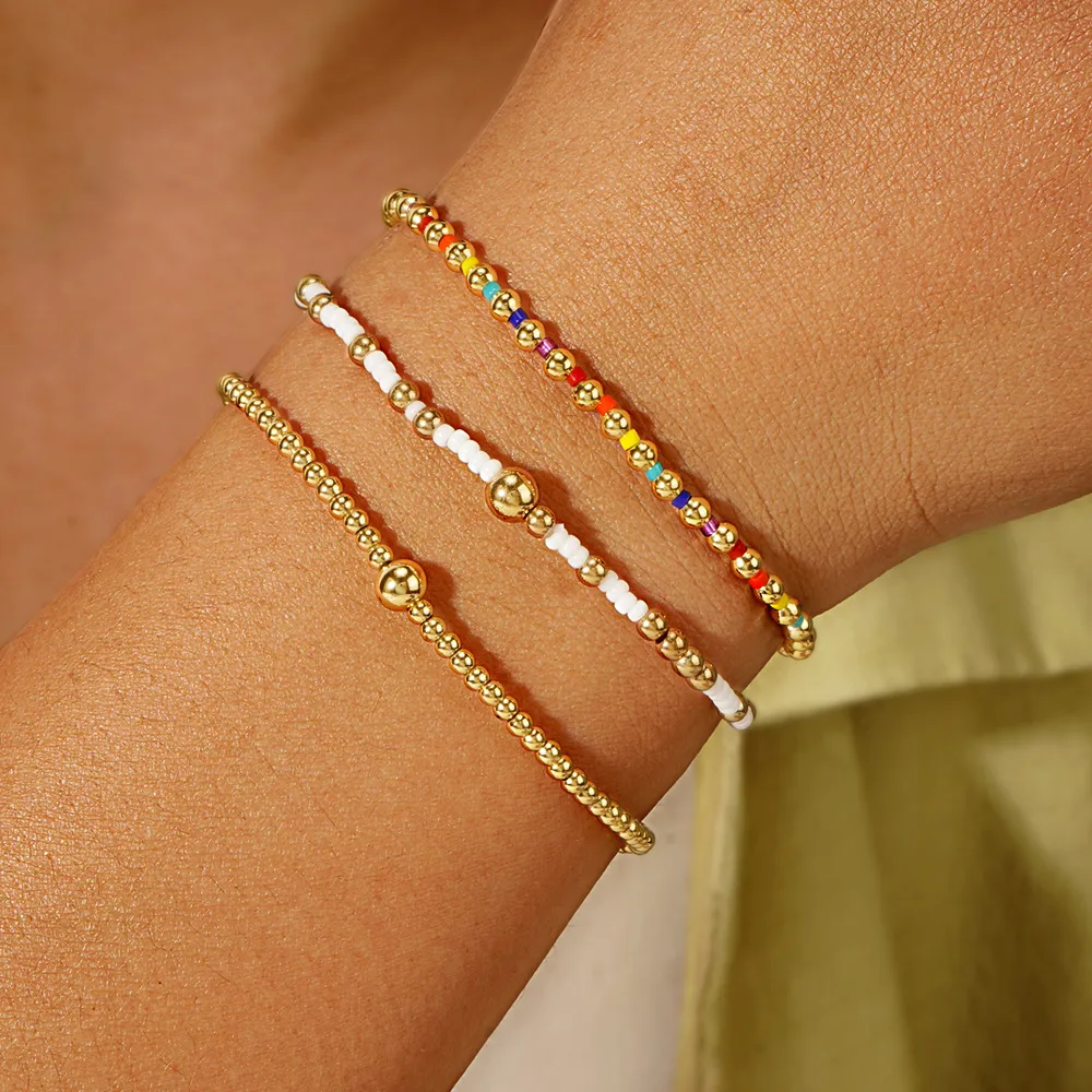 Modern Style Classic Style Geometric Semi-precious Stone Seed Bead Copper Wholesale Bracelets display picture 4